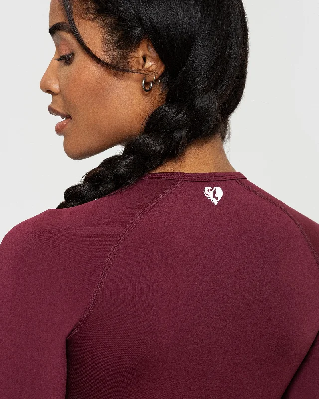 Essential Long Sleeve Crop Top | Dark Cherry