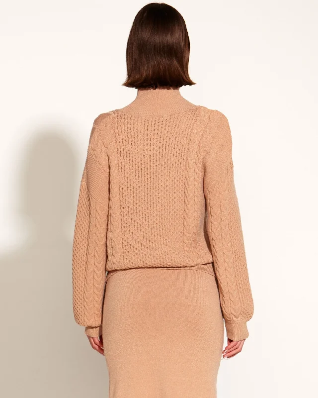 Fate + Becker Treasure Turtleneck Cable Knit - Tan