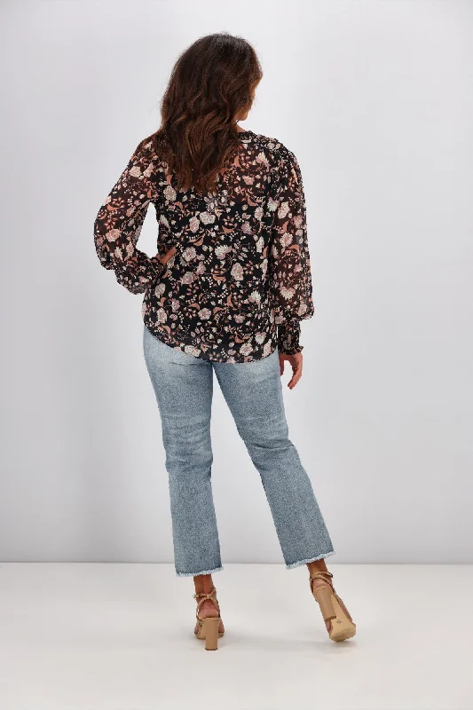 Gloss by Shine On Jennifer Elasticated Sleeve Top Autumn Floral