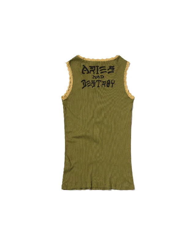 Hardcore Lace Trim Vest - Olive