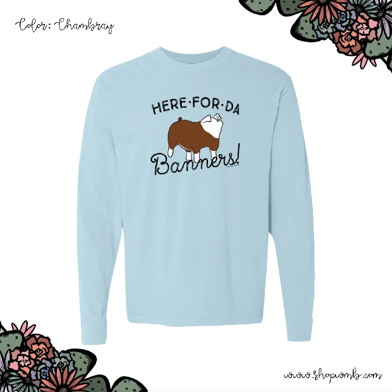 Here For Da Banners Pig LONG SLEEVE T-Shirt (S-3XL) - Multiple Colors!