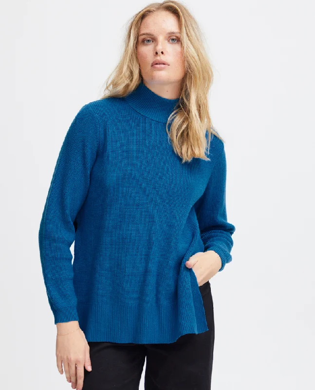 Ichi Boston Indigo Blue Turtleneck Knit