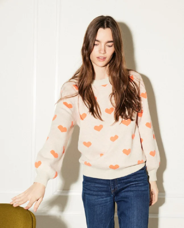 Ichi Brielle Oatmeal Coral Heart Knit