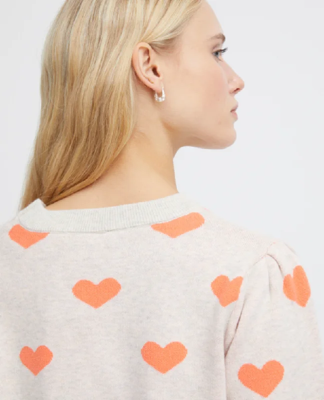 Ichi Brielle Oatmeal Coral Heart Knit