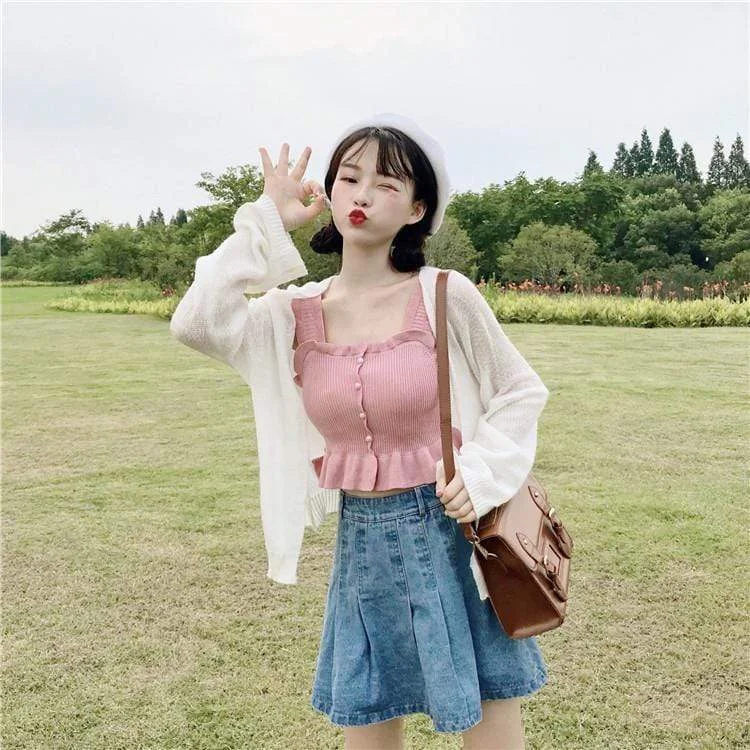 Kawaii White Loose Cardigan