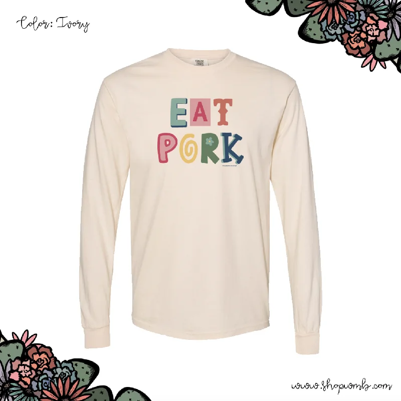 Magazine Letter Eat Pork LONG SLEEVE T-Shirt (S-3XL) - Multiple Colors!