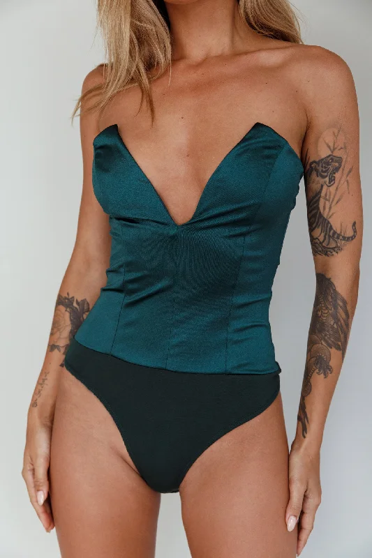 Minti Strapless Bodysuit Green