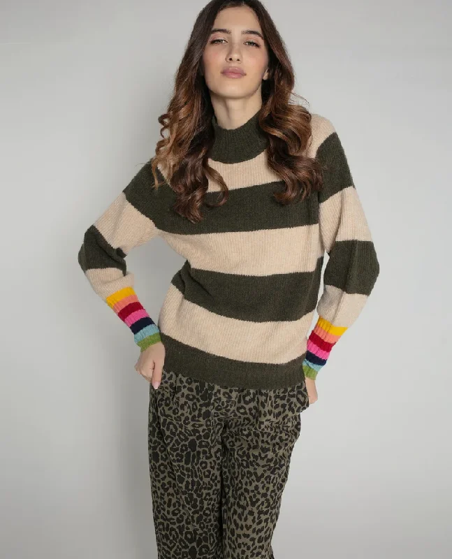 Nooki Compton Khaki Stripe Crew Knit