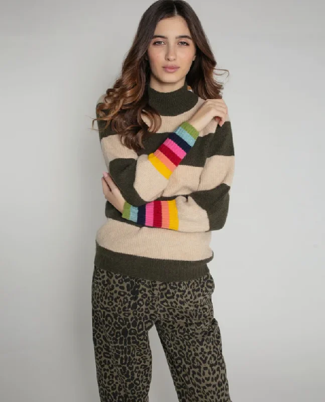 Nooki Compton Khaki Stripe Crew Knit