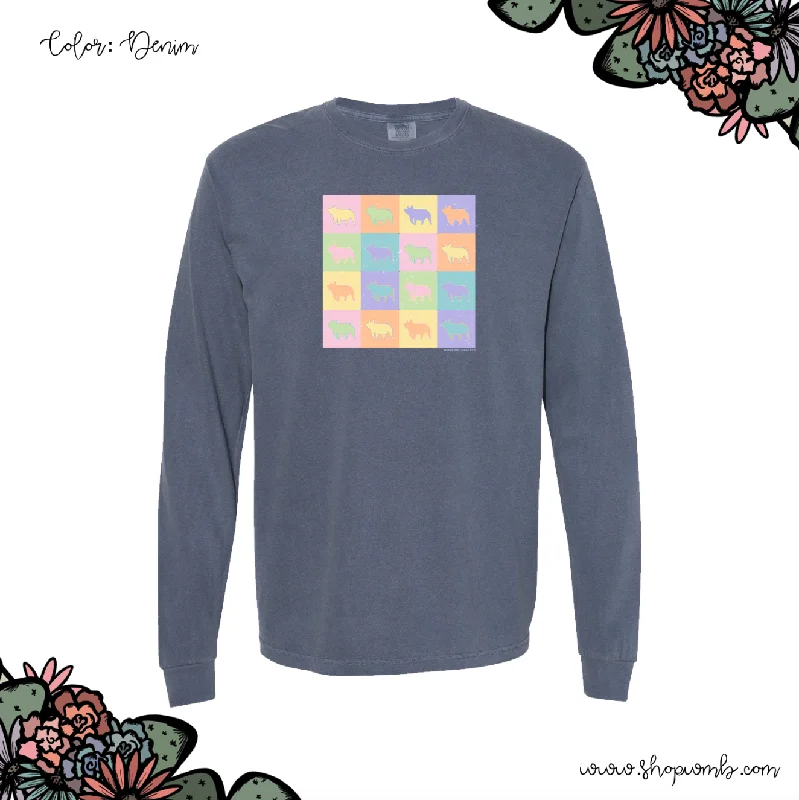 Pastel Checker Pig LONG SLEEVE T-Shirt (S-3XL) - Multiple Colors!