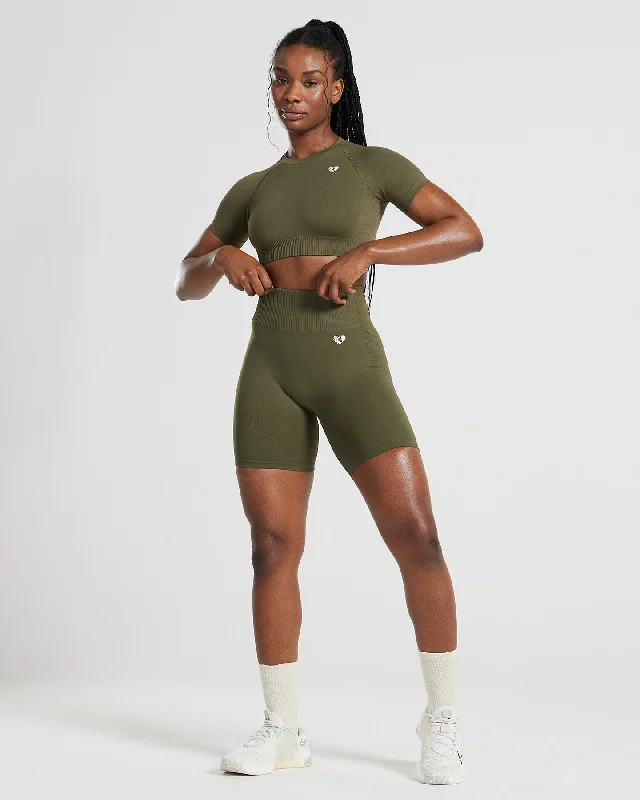 Power Seamless Cycling Shorts | Khaki