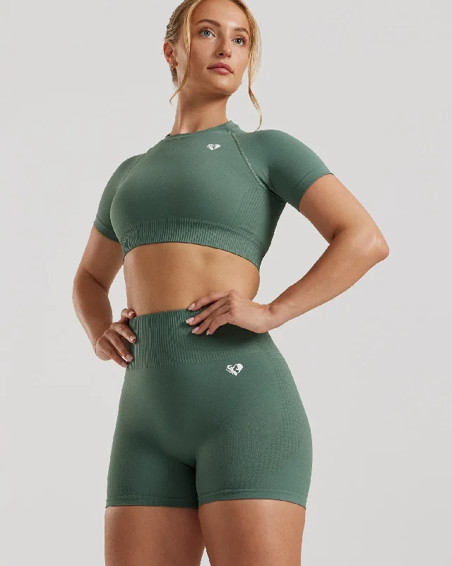 Power Seamless Short Sleeve Crop Top | Sage