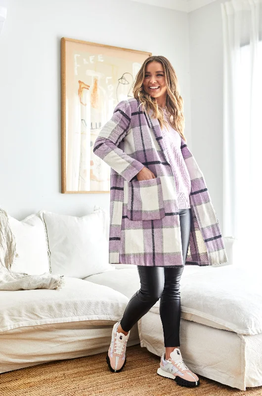 Sass Jodi Check Coat Lilac Check