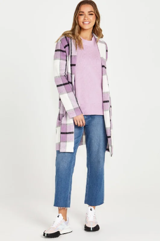 Sass Jodi Check Coat Lilac Check