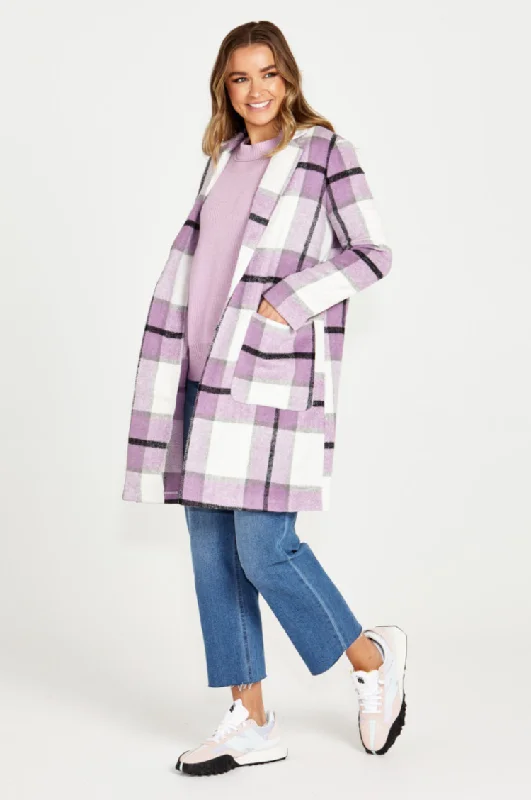 Sass Jodi Check Coat Lilac Check