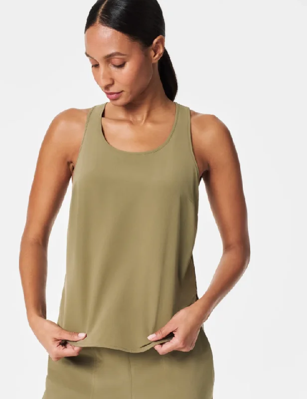 Spanx Casual Fridays Curved Hem Tank Tuscan Olive