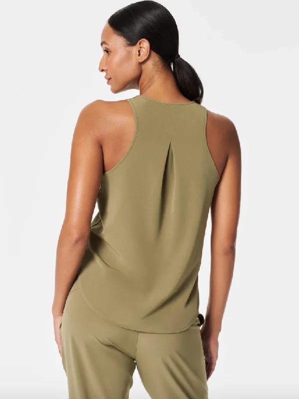 Spanx Casual Fridays Curved Hem Tank Tuscan Olive