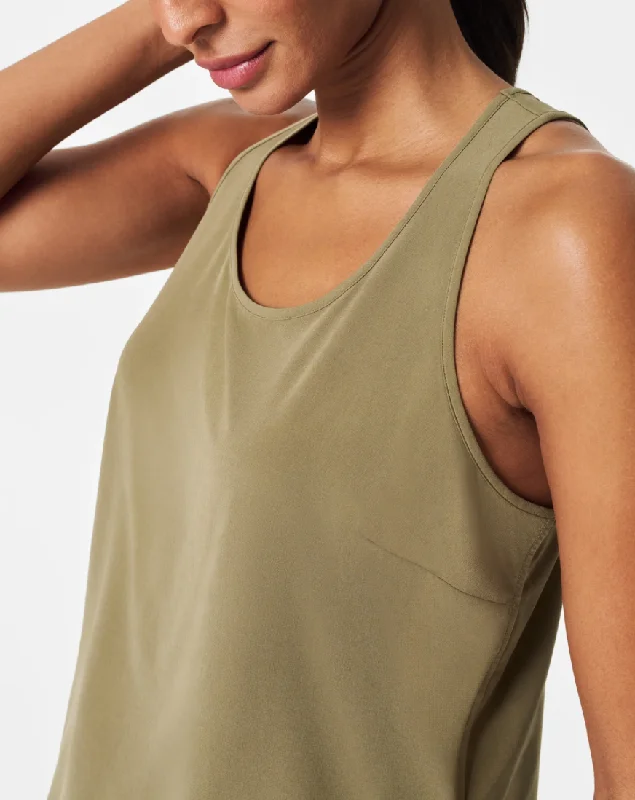 Spanx Casual Fridays Curved Hem Tank Tuscan Olive