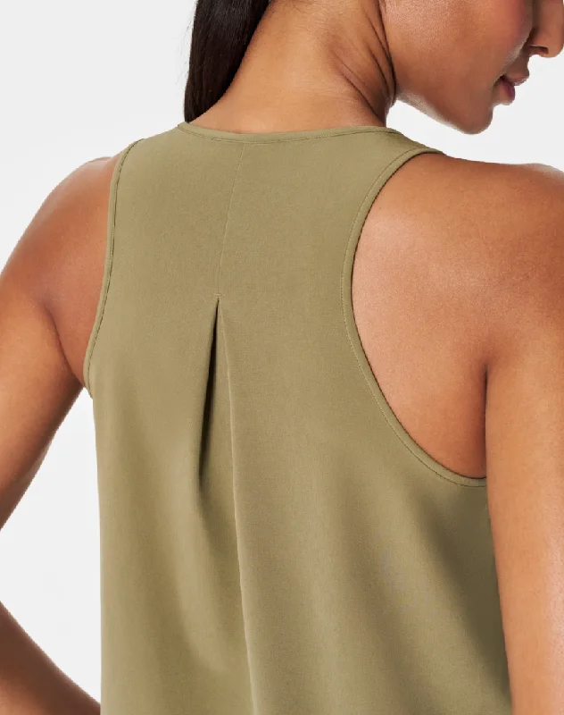 Spanx Casual Fridays Curved Hem Tank Tuscan Olive