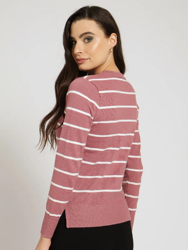 Striped Pullover - Deco Rose