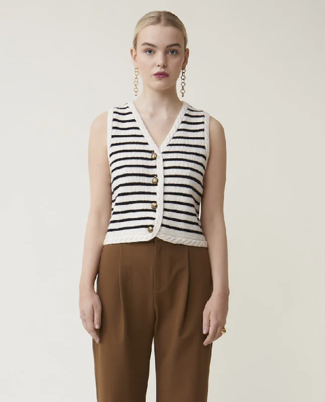 Suncoo Gabino Striped Waistcoat Cardigan