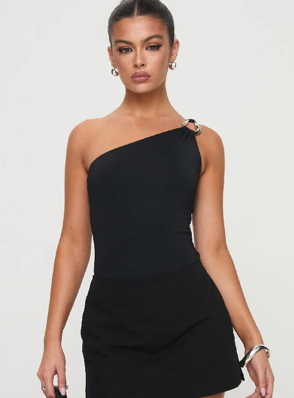 Talija One Shoulder Bodysuit Black