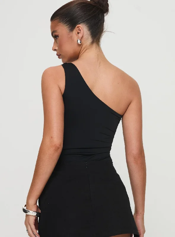 Talija One Shoulder Bodysuit Black