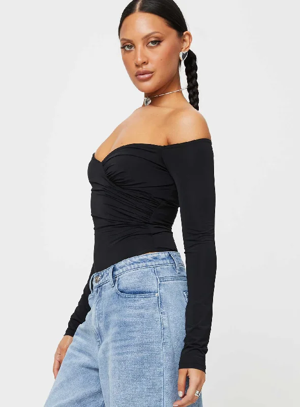 Tarine Wrap Bodysuit Black