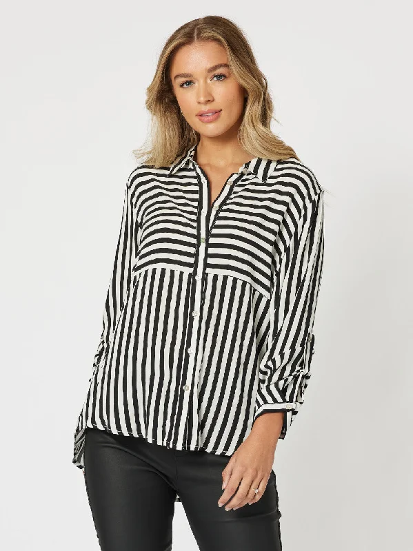 Threadz Tina Stripe Shirt Black/White