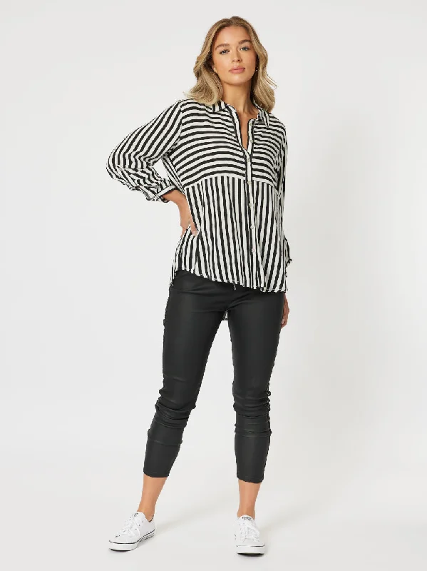 Threadz Tina Stripe Shirt Black/White