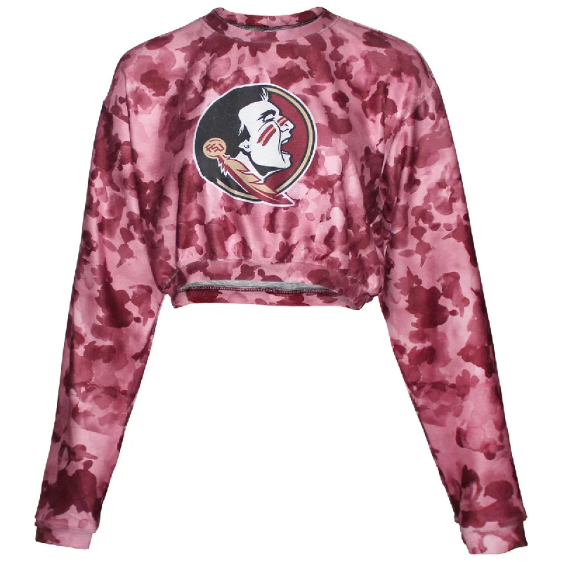 Certo Women's Seminole Logo Sublimated Long Sleeve Hi-Lo Crop - Garnet