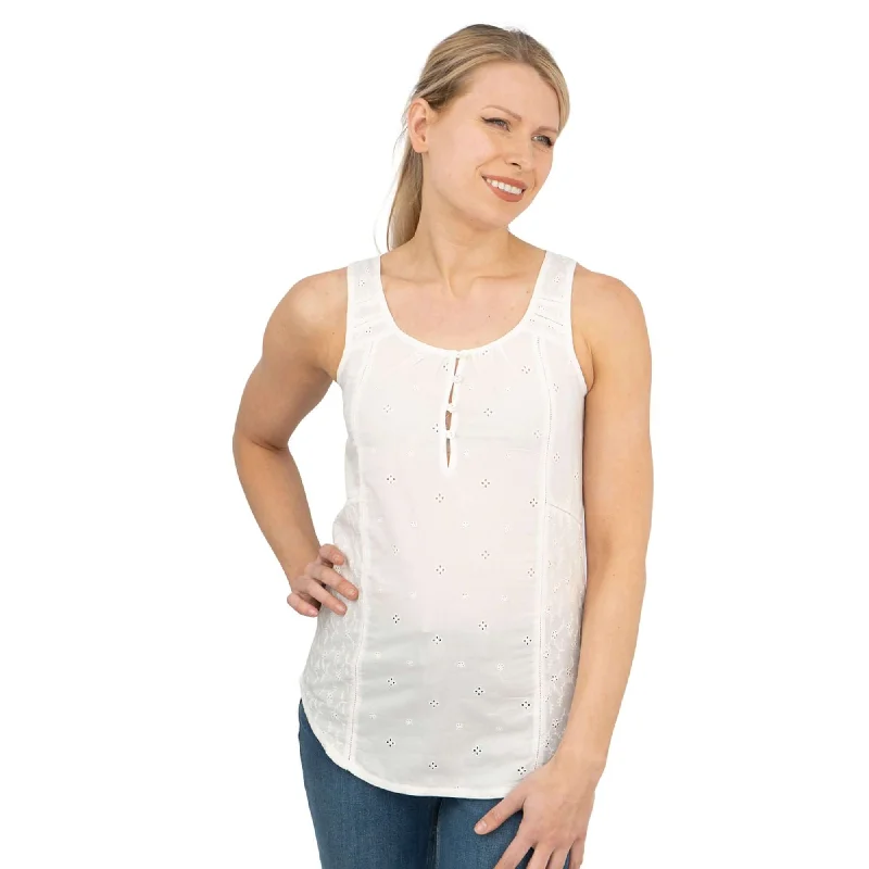 White Sleeveless Vest Floral Embroidery Cami Tops